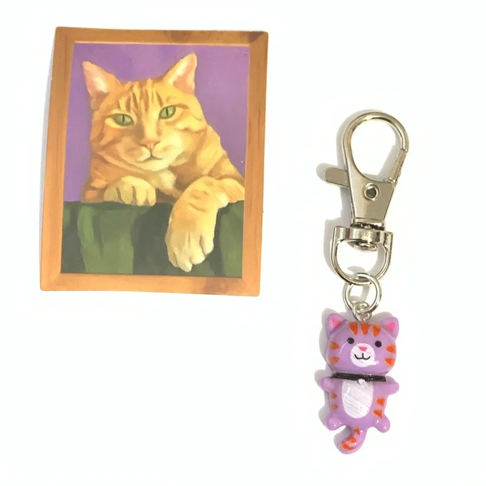 New Cat Charm Keychain and Sticker Set